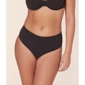 EUC Sample Andie High Rise Bikini Bottom Womens Size Medium Black Glitter 2416